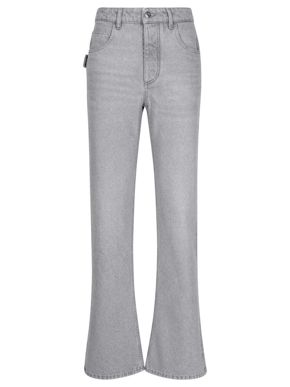 LIGHT GREY WASHED DENIM FLARED JEANS