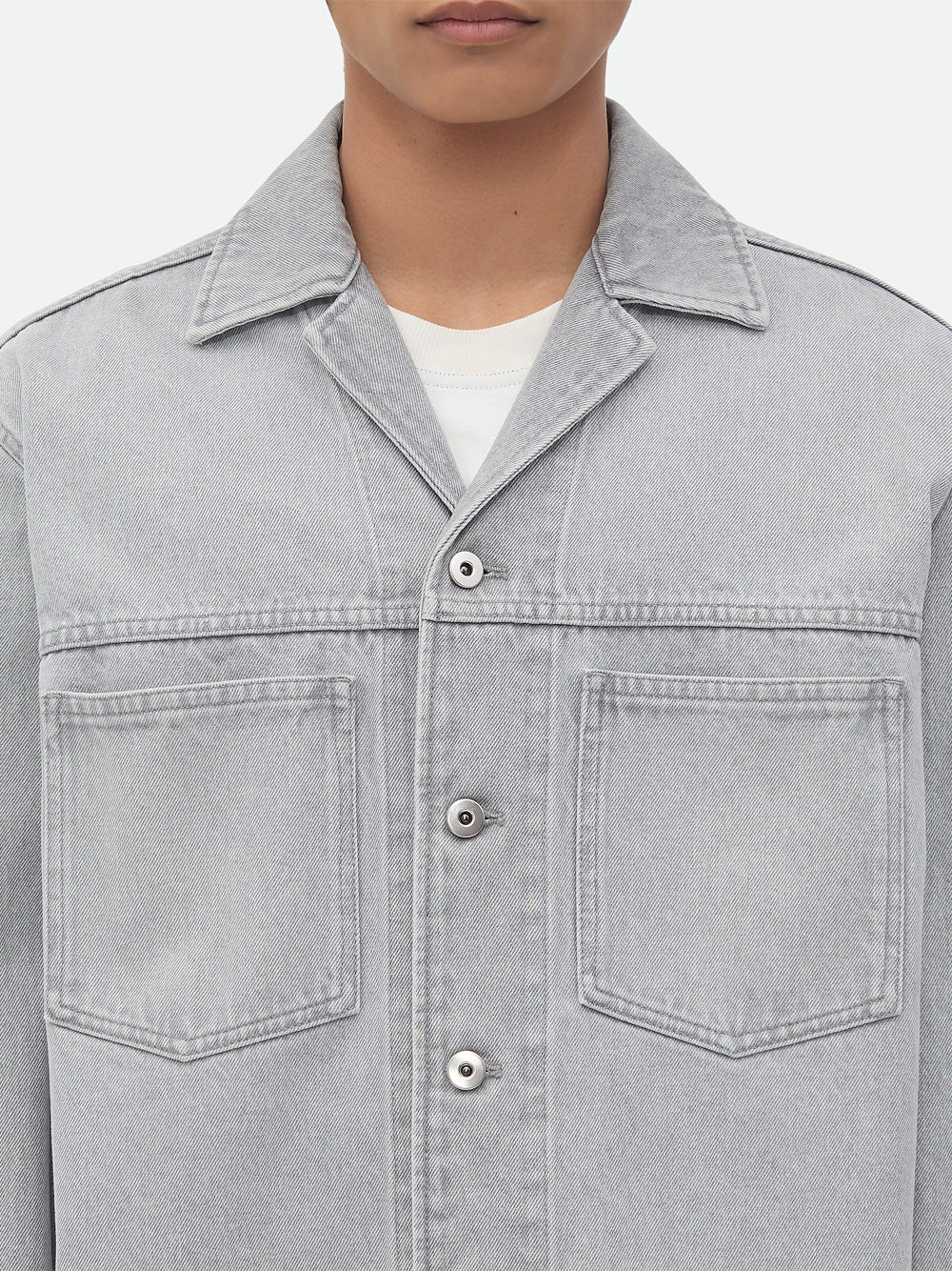 LIGHT GREY WASHED DENIM SHIRT