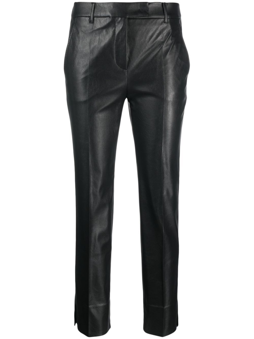 STRETCH FAUX LEATHER SLIM FIT TROUSERS