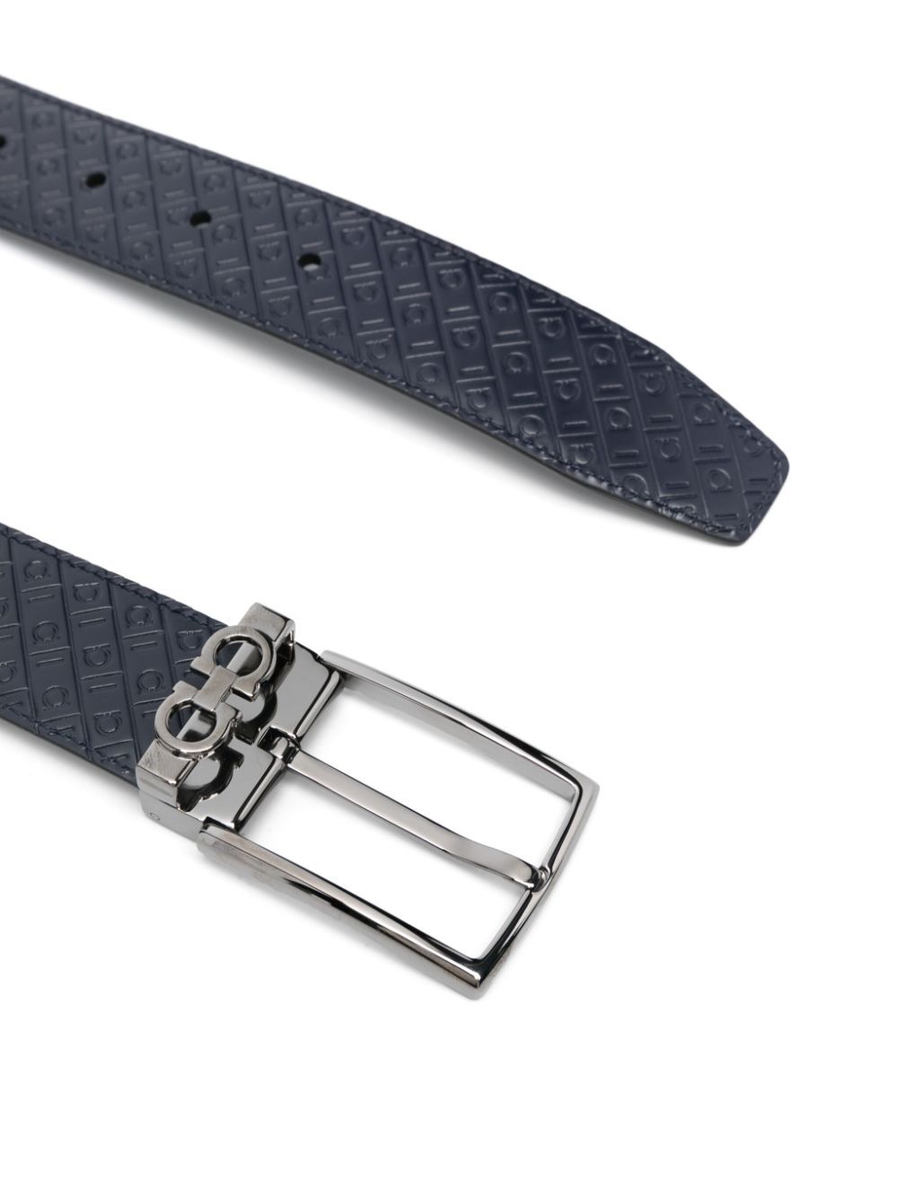 DOUBLE GANCINI LOGO-DEBOSSED LEATHER BELT