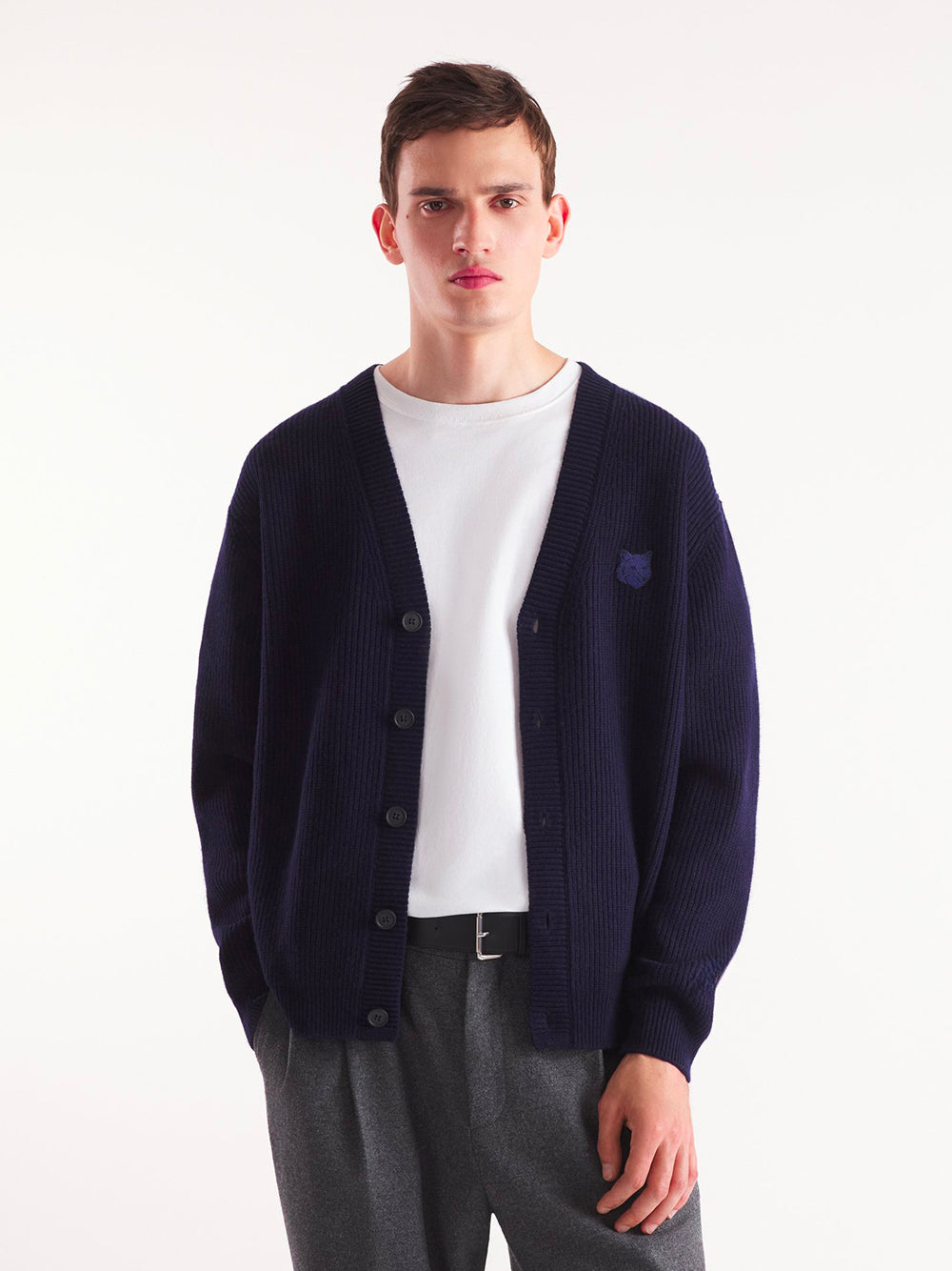 BOLD FOX HEAD PATCH COMFORT RIBBED CARDIGAN