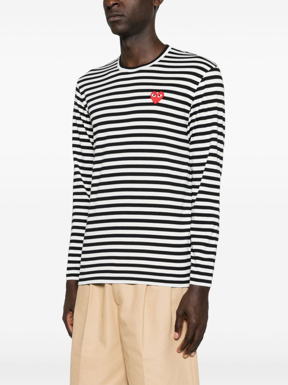 STRIPED RED HEART LONG-SLEEVED T-SHIRT