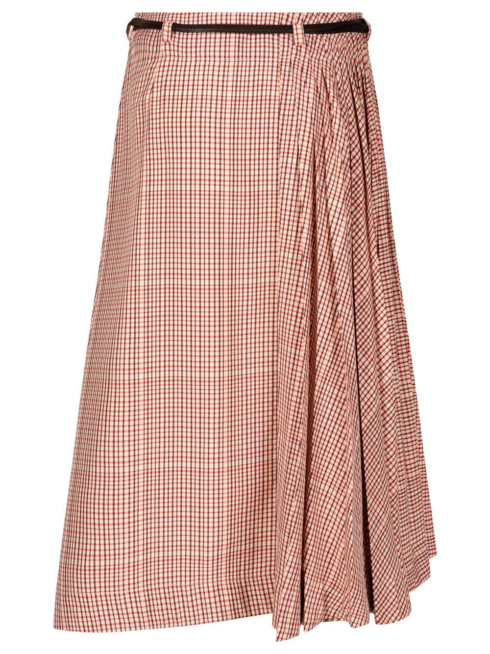 CHECK TECH VISCOSE MIDI SKIRT