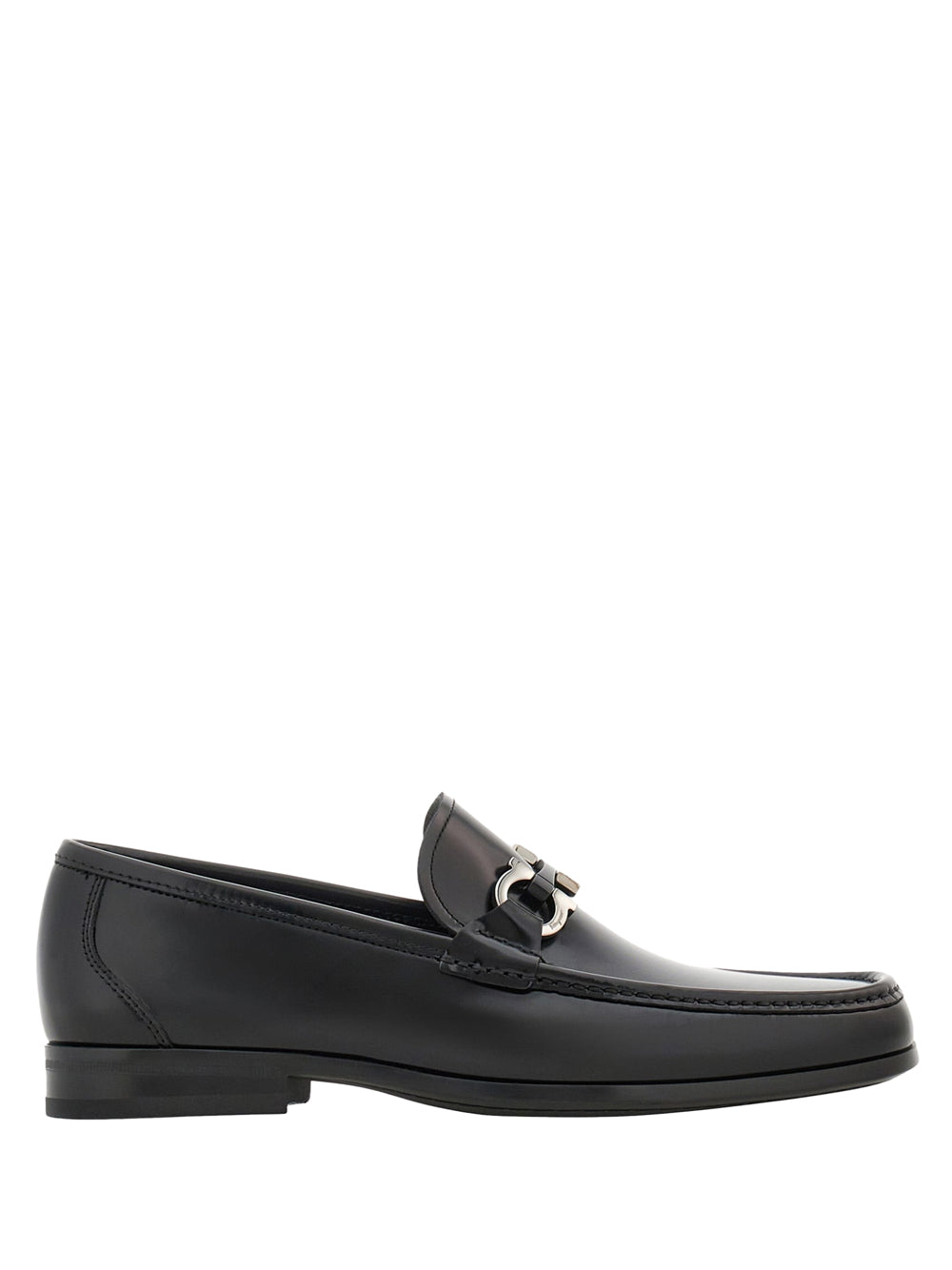 SILVER GANCINI SMOOTH LEATHER LOAFERS