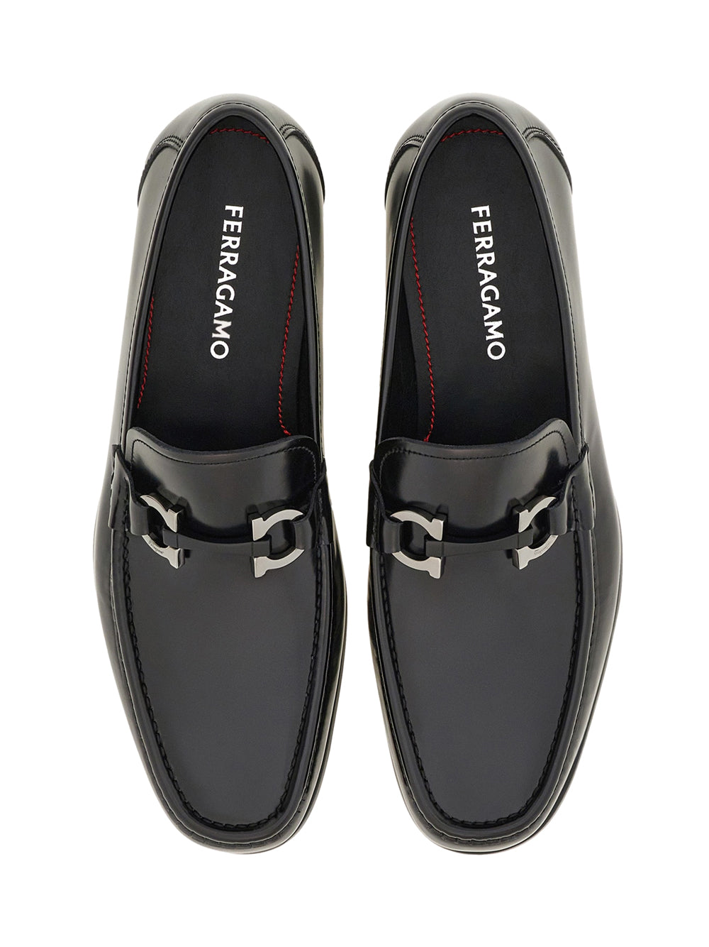 SILVER GANCINI SMOOTH LEATHER LOAFERS