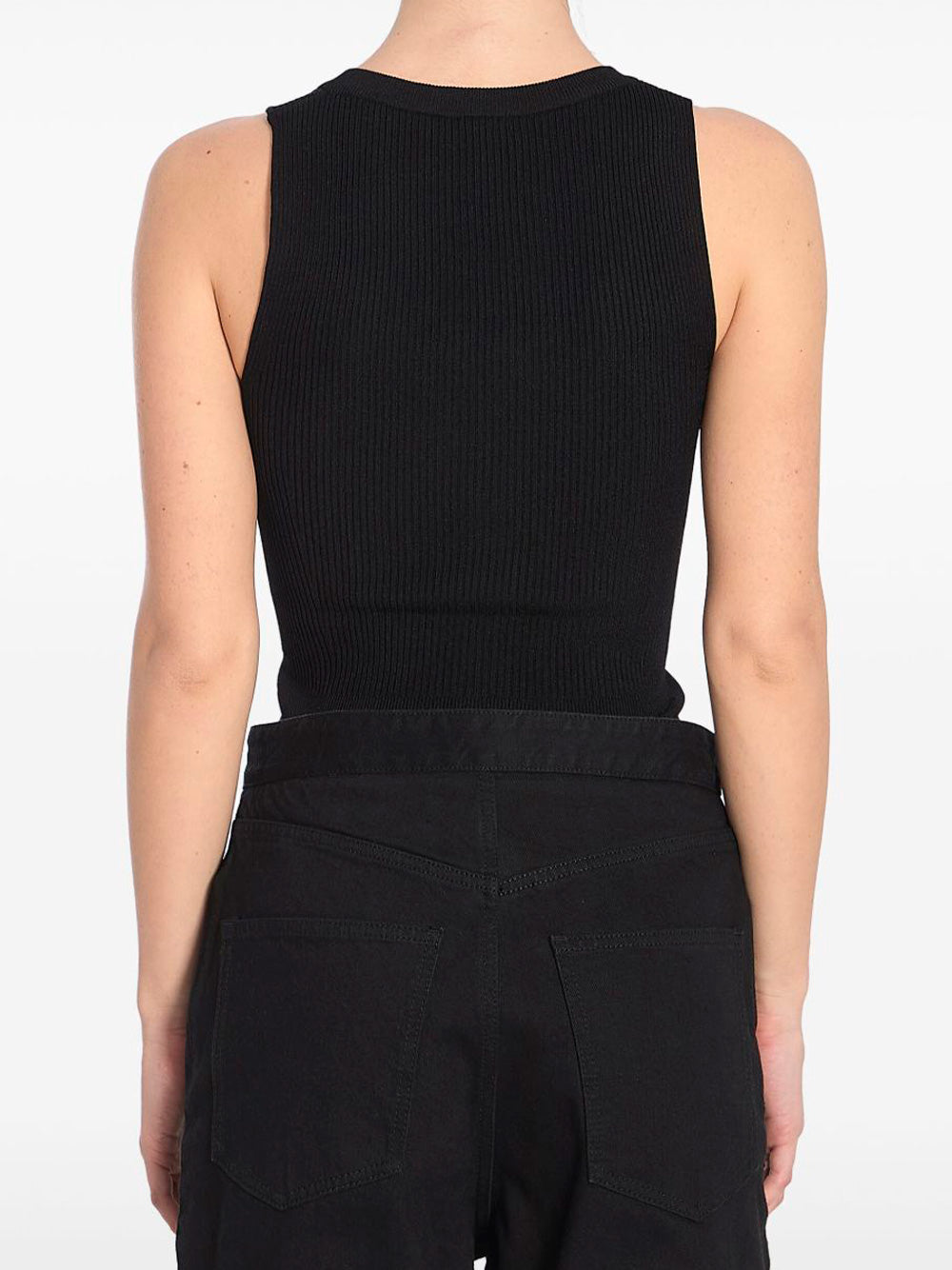 SLEEVELESS RIBBED KNIT BODYSUIT