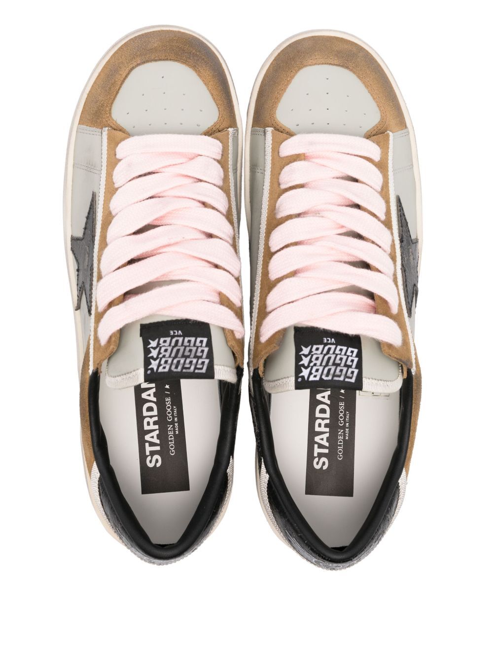 STARDAN TWO-TONE DISTRESSED FINISH SNEAKERS IN LEATHER AND SUEDE