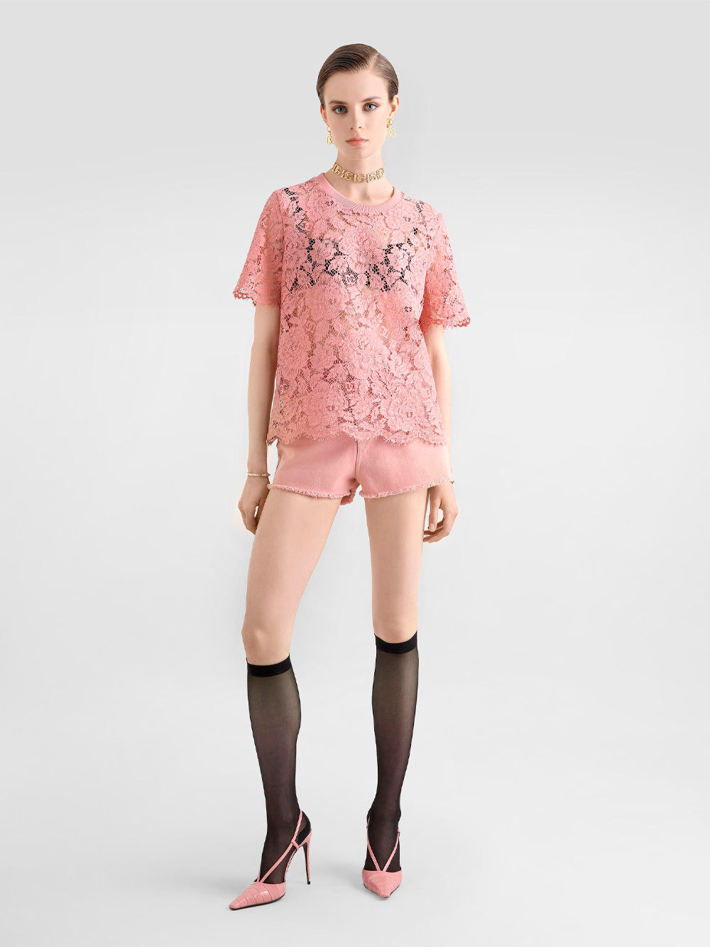 REGULAR RISE FLARED DENIM SHORTS