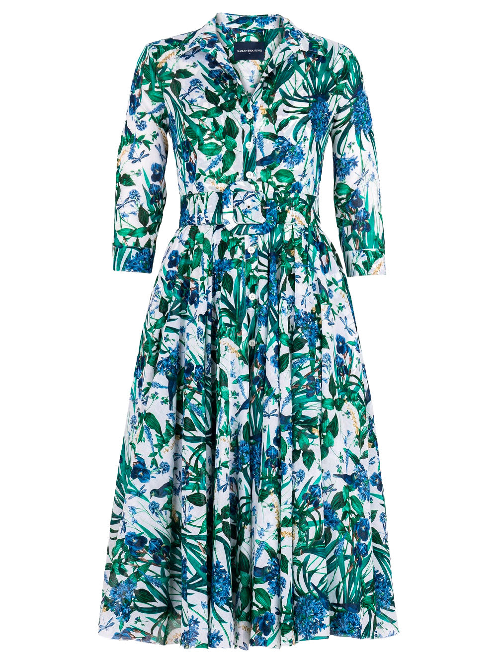 VINTAGE IRIS-PRINT ASTER MIDI DRESS