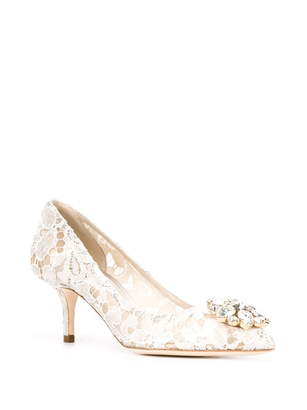 LACE RAINBOW PUMPS WITH BROOCH DETAILING