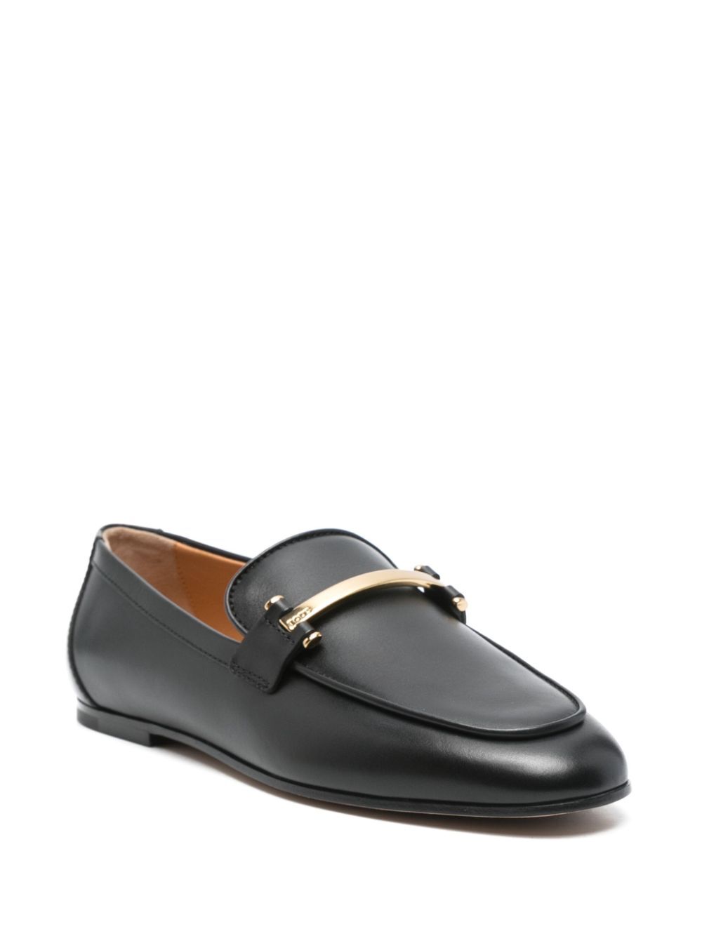 BRANDED METAL BAR LEATHER LOAFERS