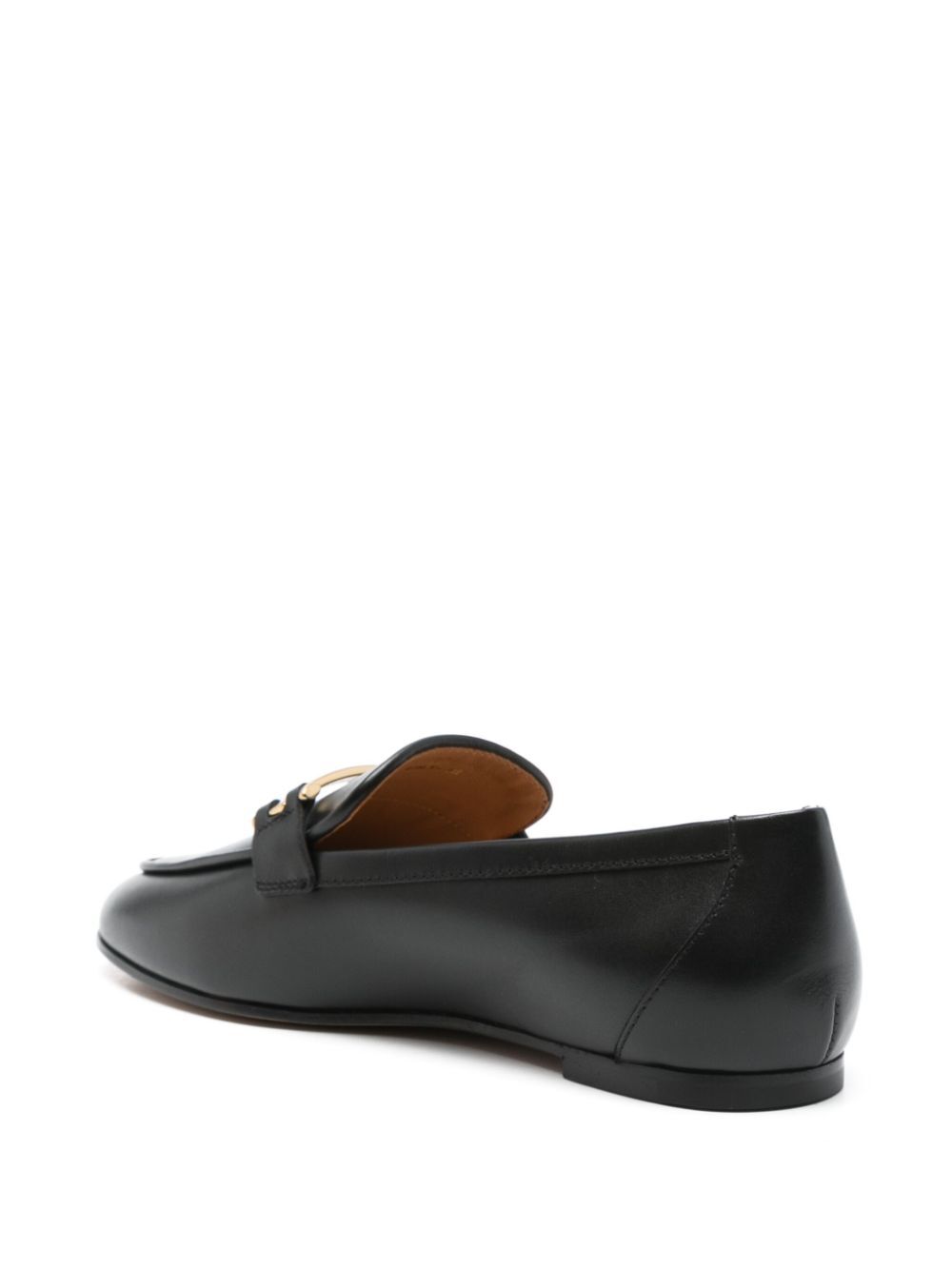 BRANDED METAL BAR LEATHER LOAFERS