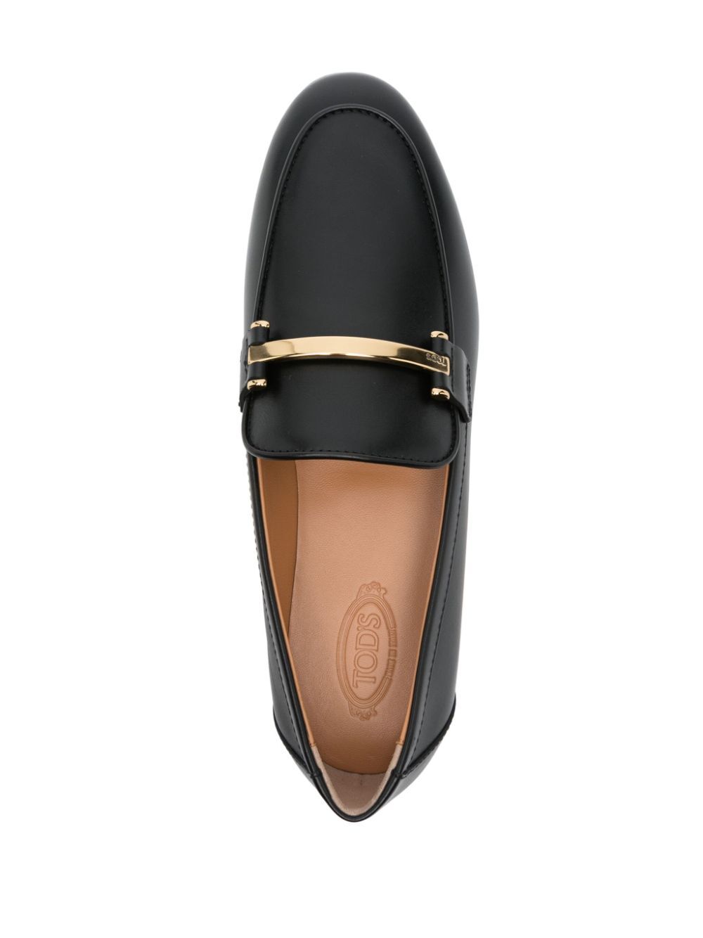 BRANDED METAL BAR LEATHER LOAFERS