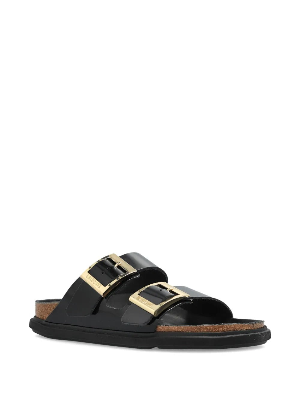 ARIZONA DROPLET BUCKLE SHINY LEATHER SANDALS