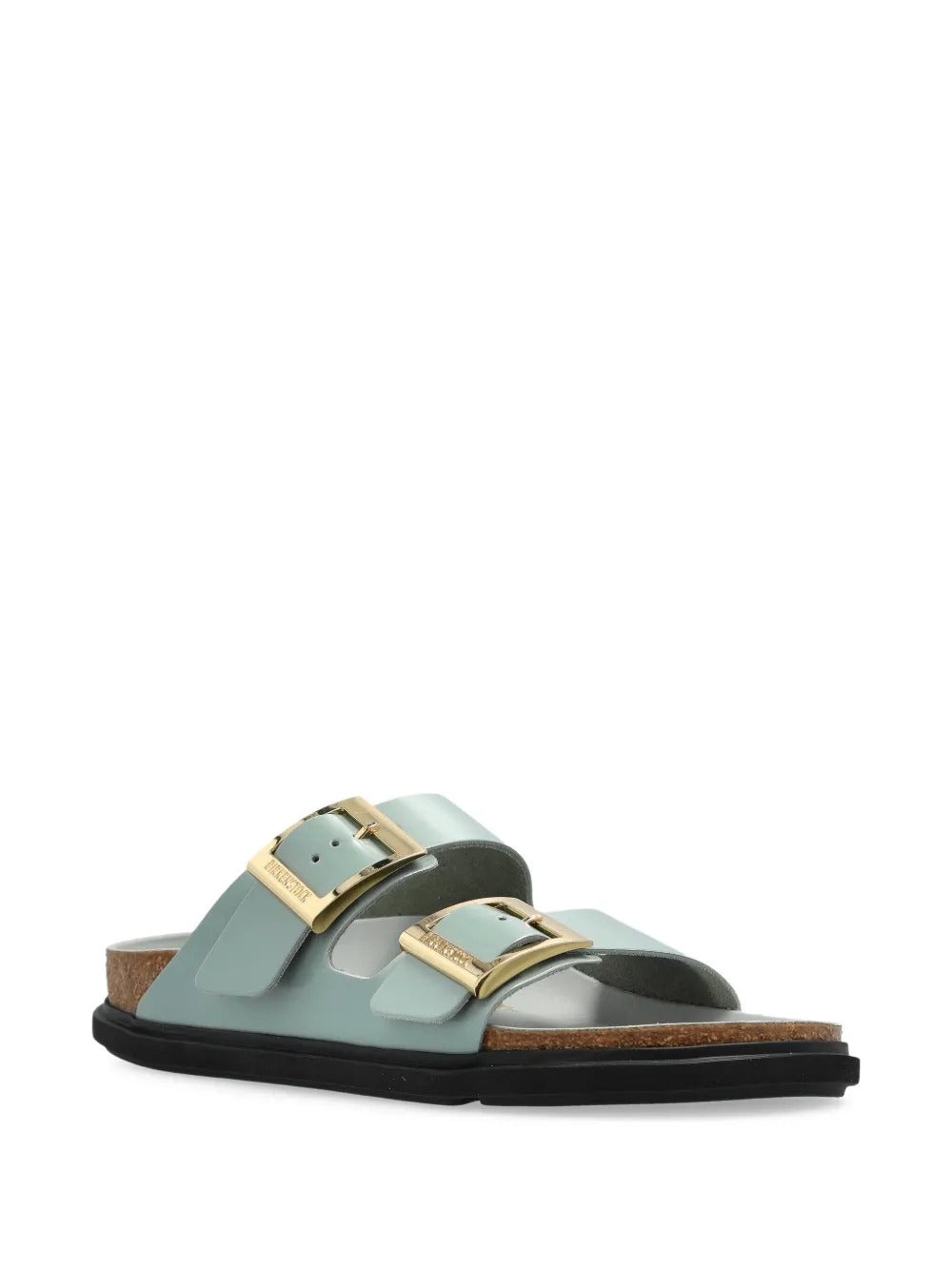 ARIZONA DROPLET BUCKLE SHINY LEATHER SANDALS