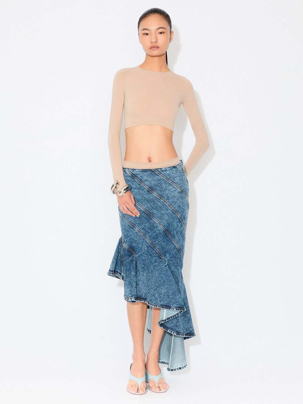 DENIM SPIRAL SKIRT