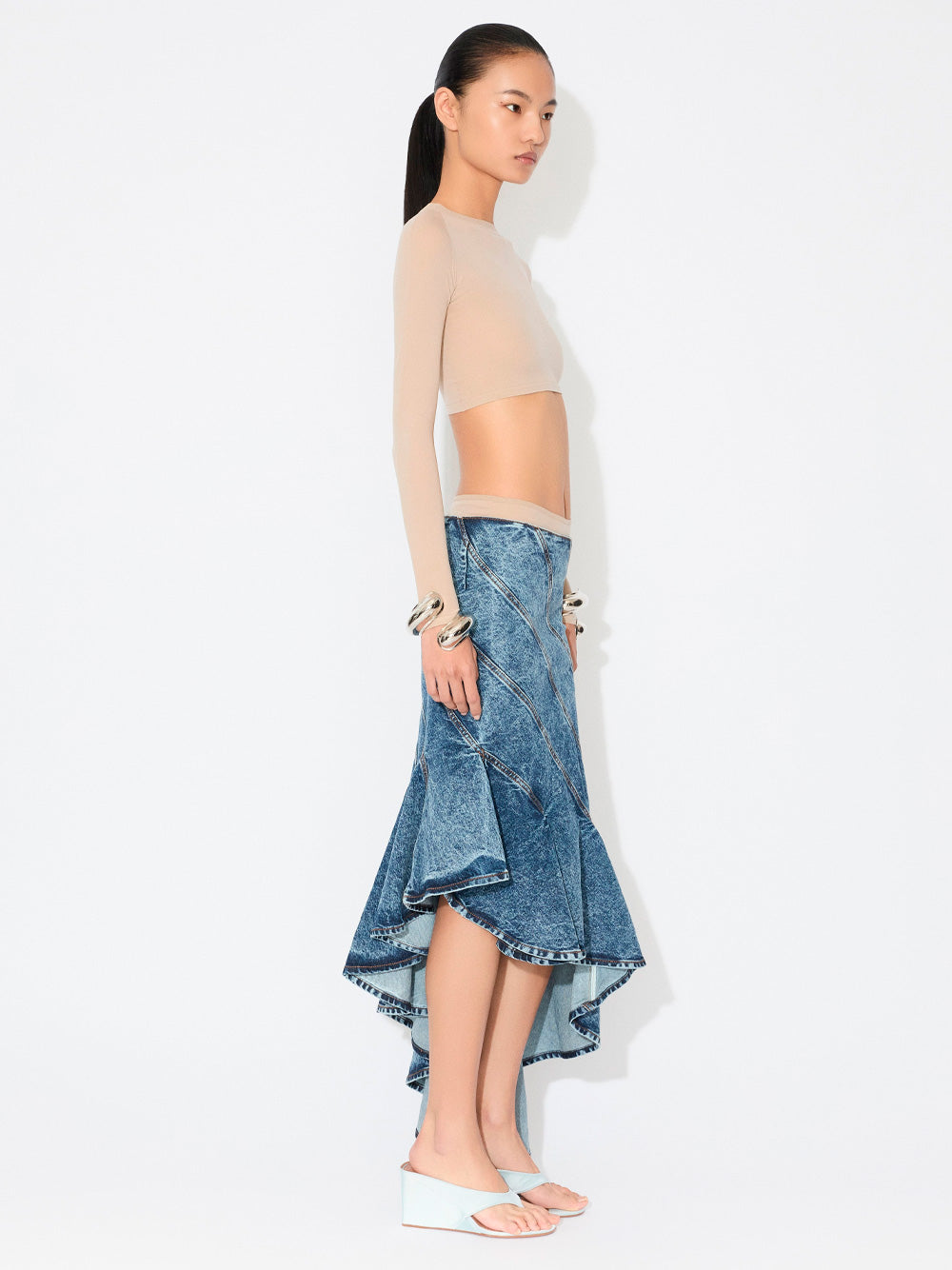 DENIM SPIRAL SKIRT
