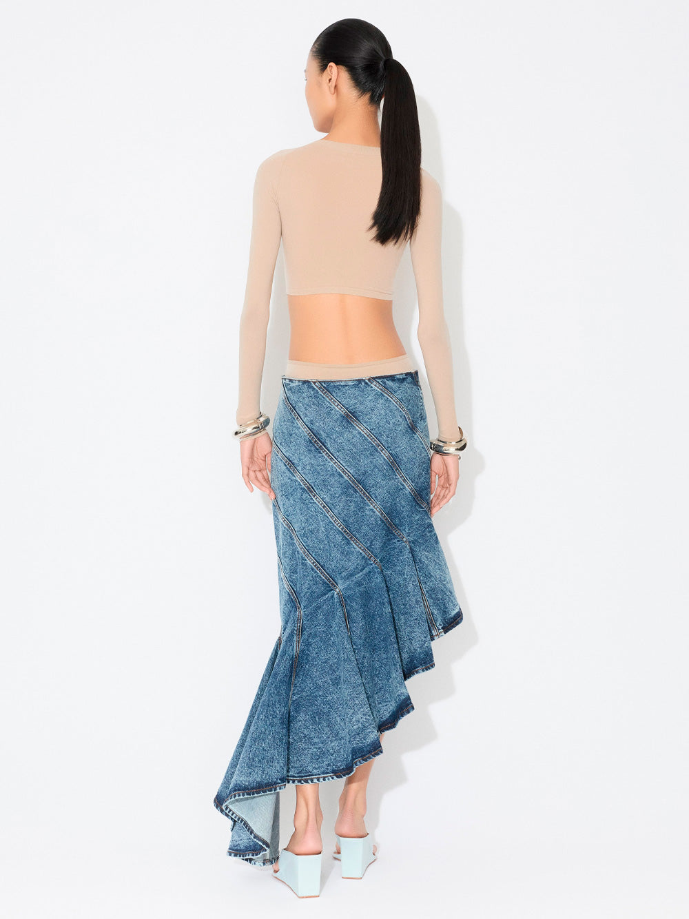DENIM SPIRAL SKIRT