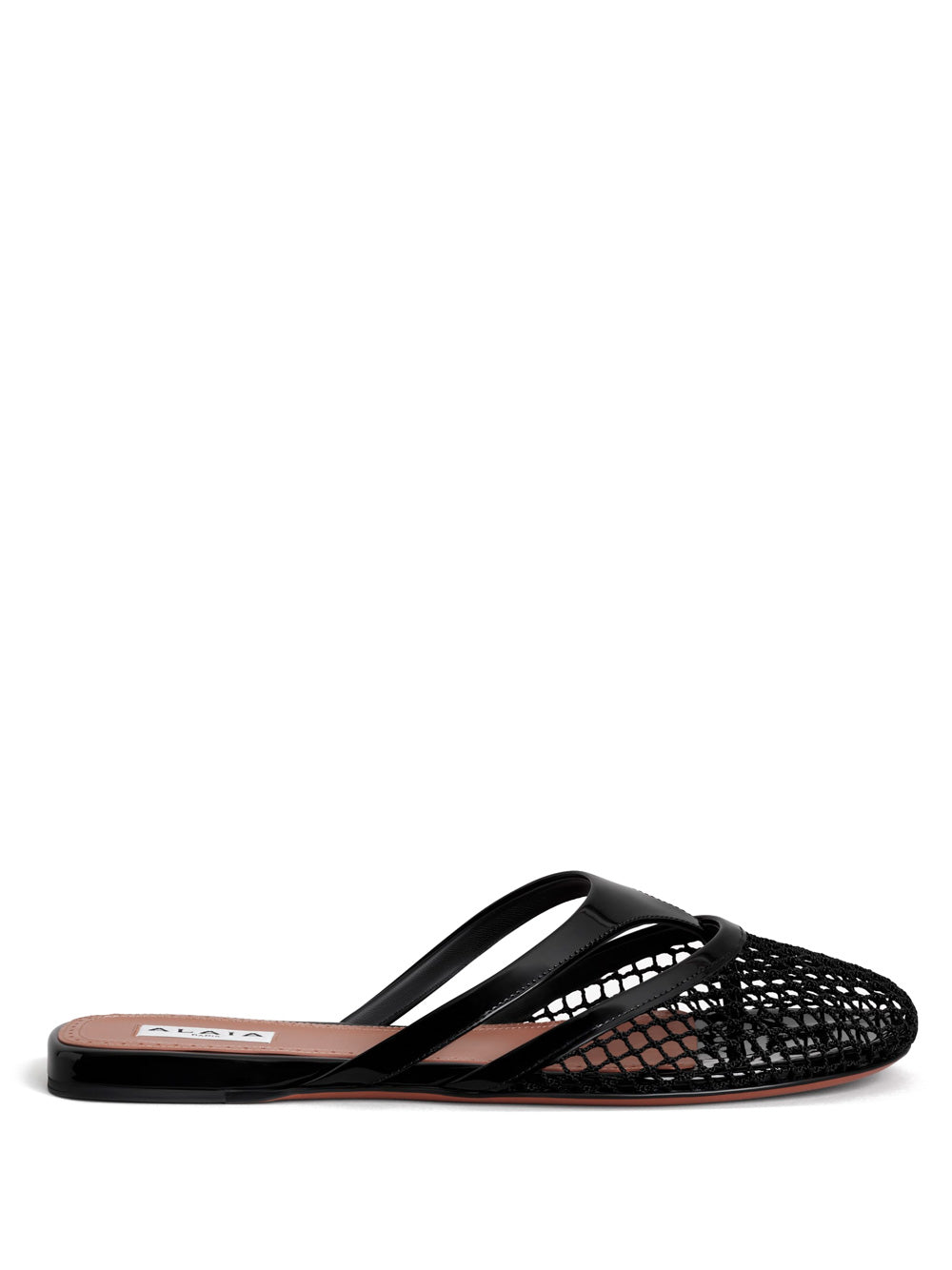 FISHNET AND LEATHER INFRADITO FLAT MULES