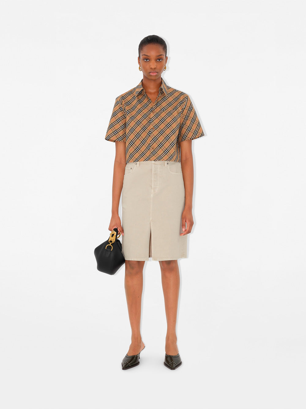CROPPED CHECK COTTON SHIRT
