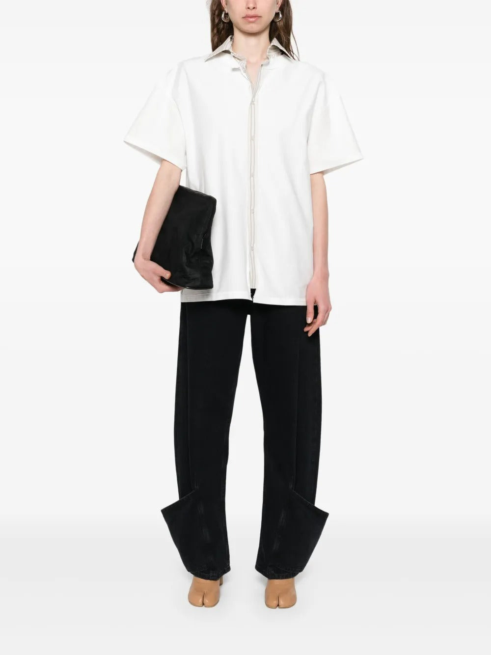 SHORT SLEEVED LAYERED COTTON SHIRT