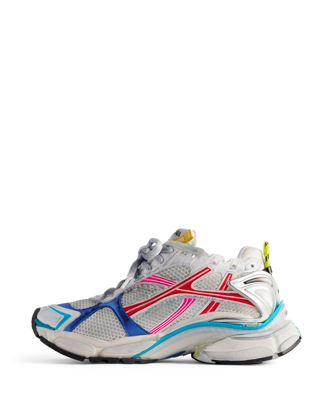 MESH AND NYLON MULTICOLOR WORN-OUT EFFECT RUNNER SNEAKERS
