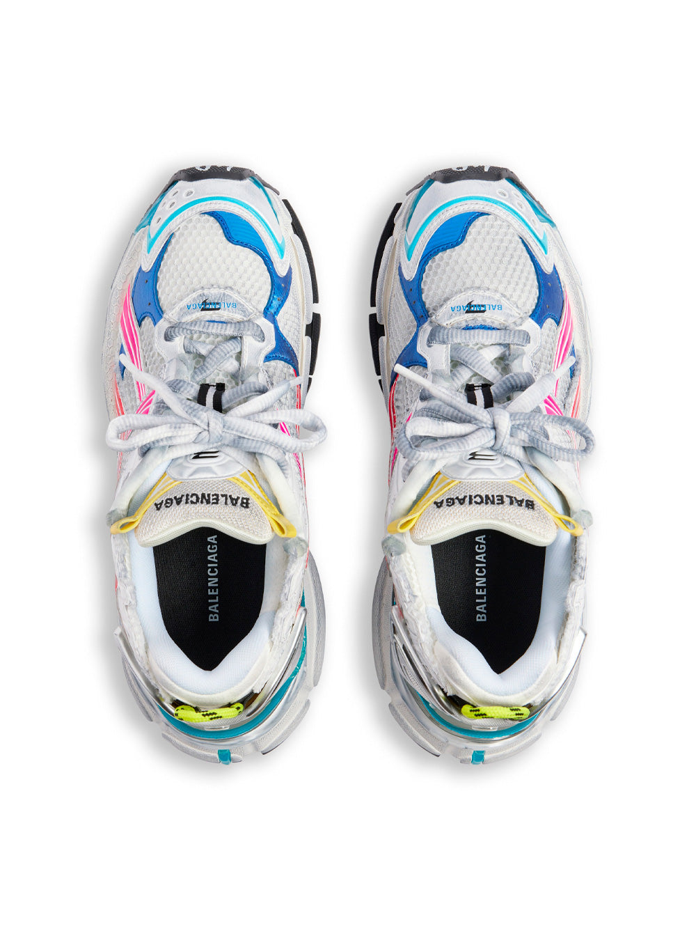 MESH AND NYLON MULTICOLOR WORN-OUT EFFECT RUNNER SNEAKERS
