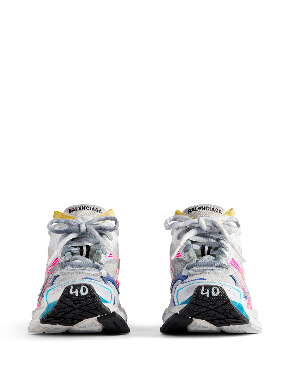 MESH AND NYLON MULTICOLOR WORN-OUT EFFECT RUNNER SNEAKERS