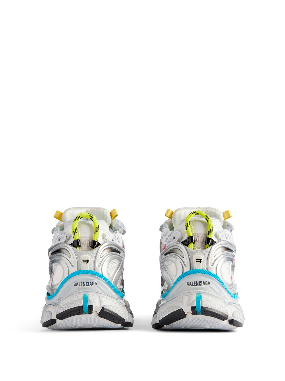 MESH AND NYLON MULTICOLOR WORN-OUT EFFECT RUNNER SNEAKERS