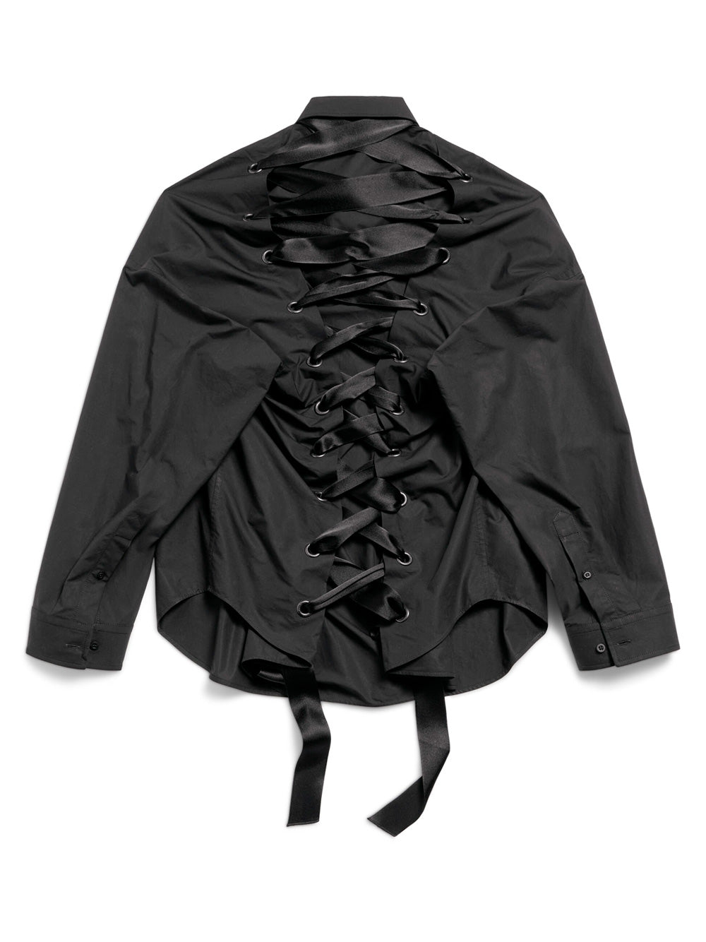 COTTON POPLIN LACE-UP SHIRT