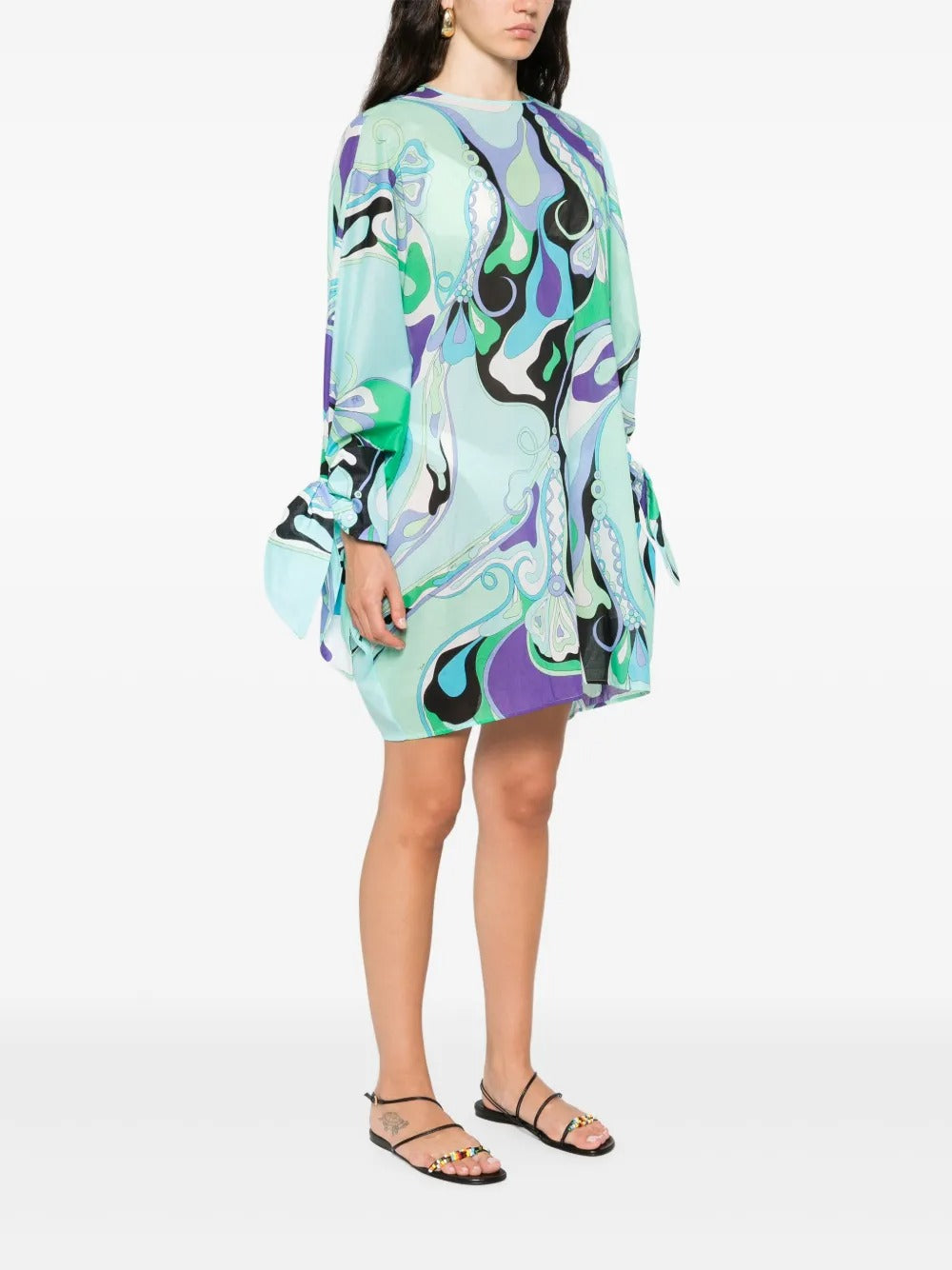 ORCHIDEE-PRINT SHORT KAFTAN