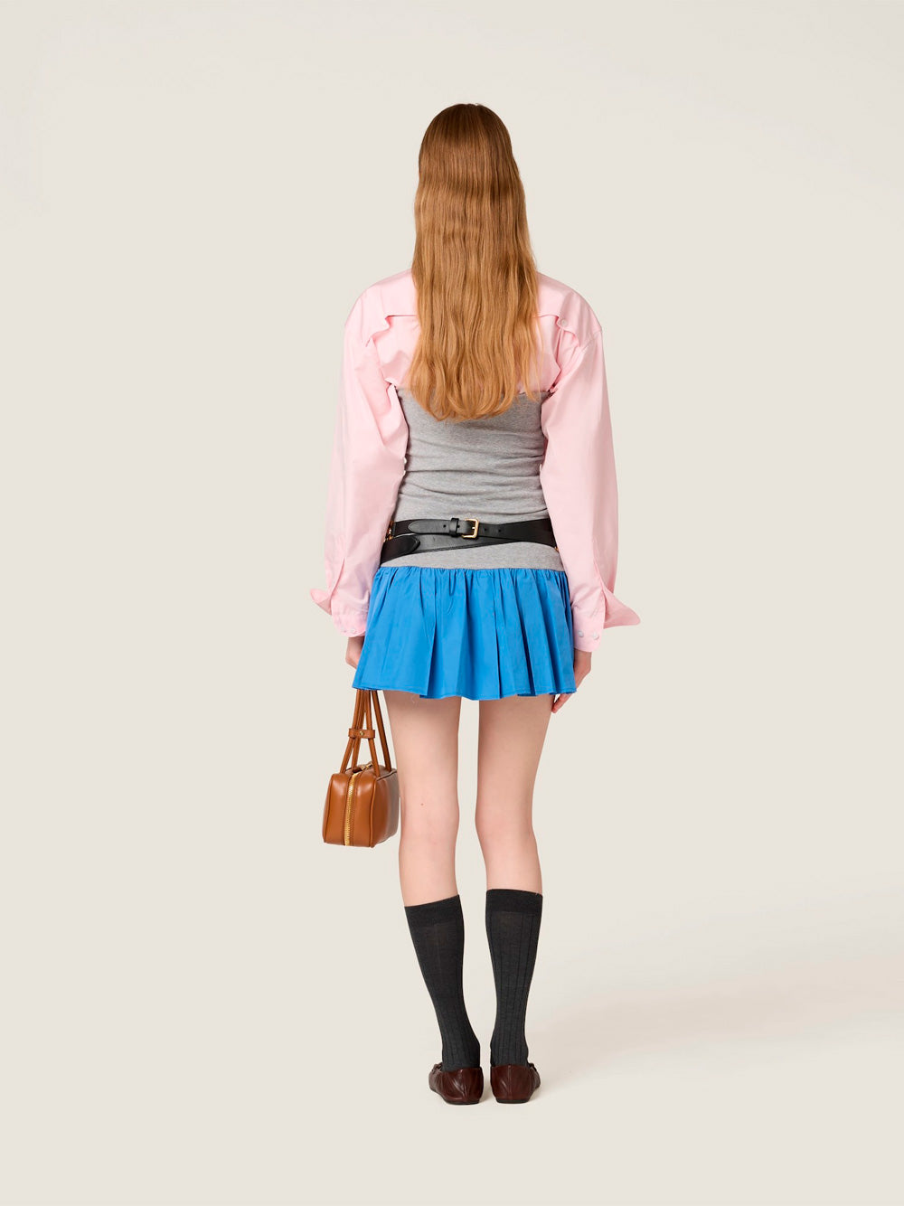 POPLIN AND JERSEY MINISKIRT