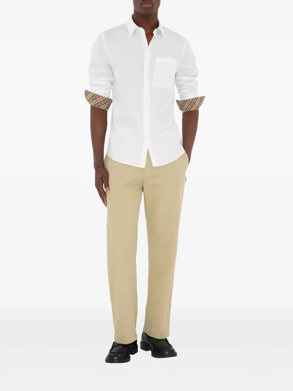 CHECK DETAIL COTTON POPLIN SHIRT