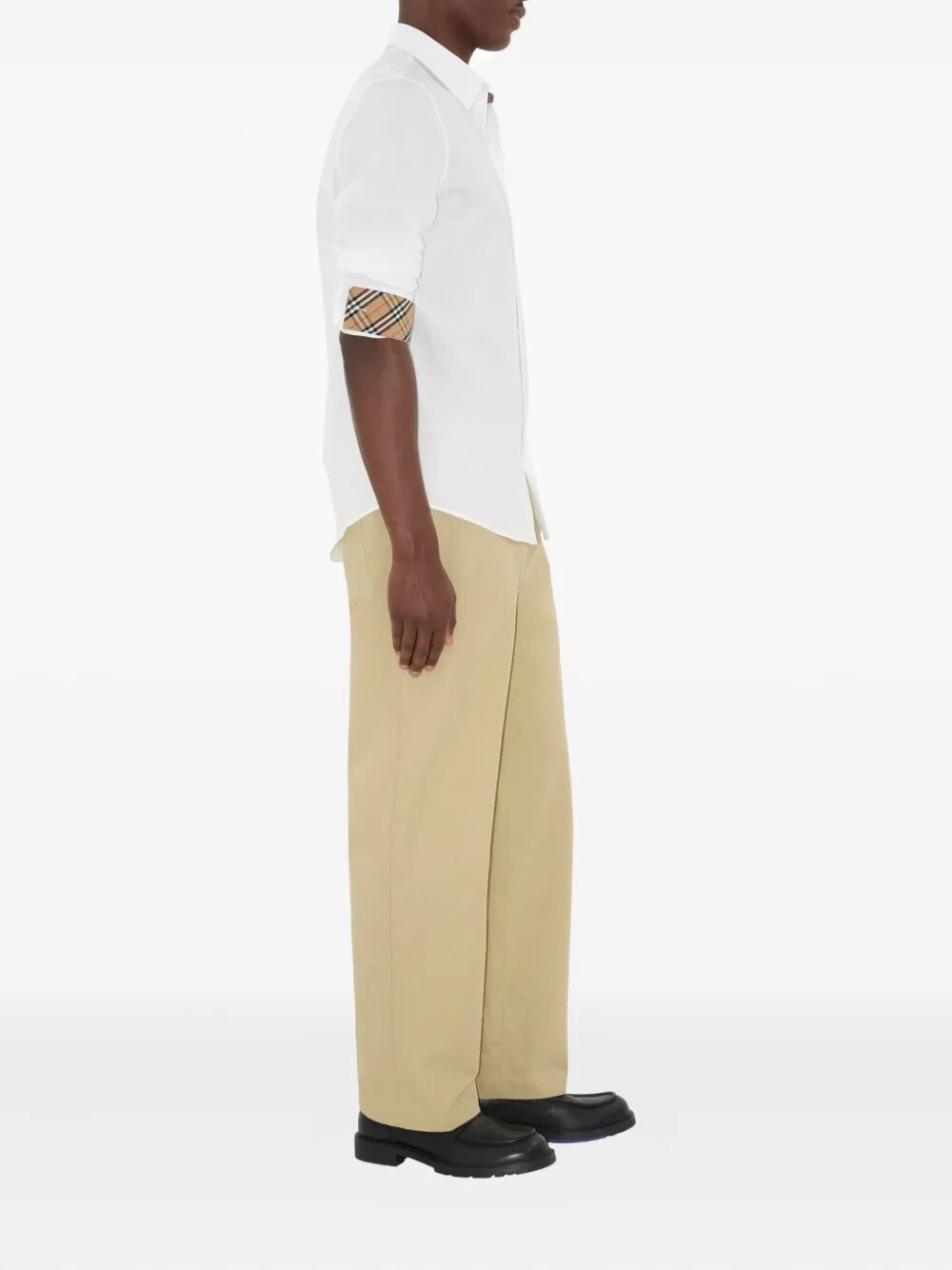 CHECK DETAIL COTTON POPLIN SHIRT