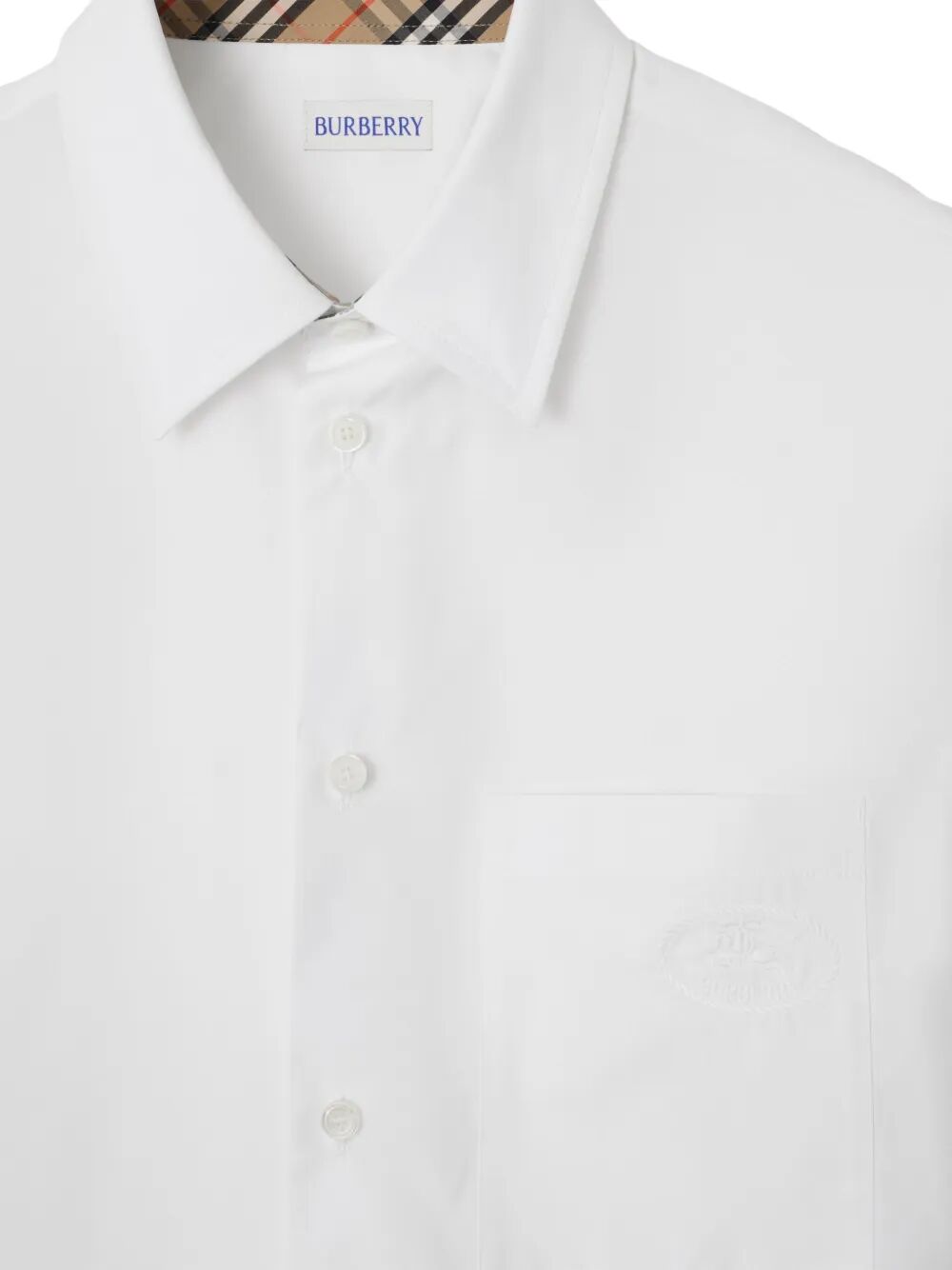 CHECK DETAIL COTTON POPLIN SHIRT