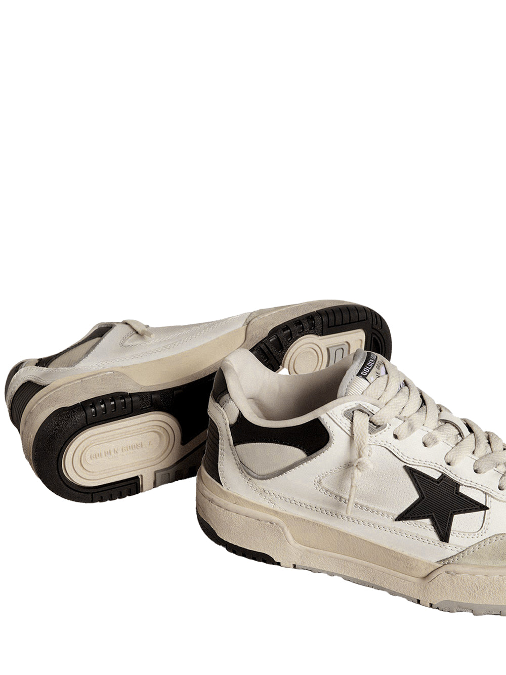 FORTY2 LEATHER SNEAKERS WITH BLACK STAR AND HEEL TAB