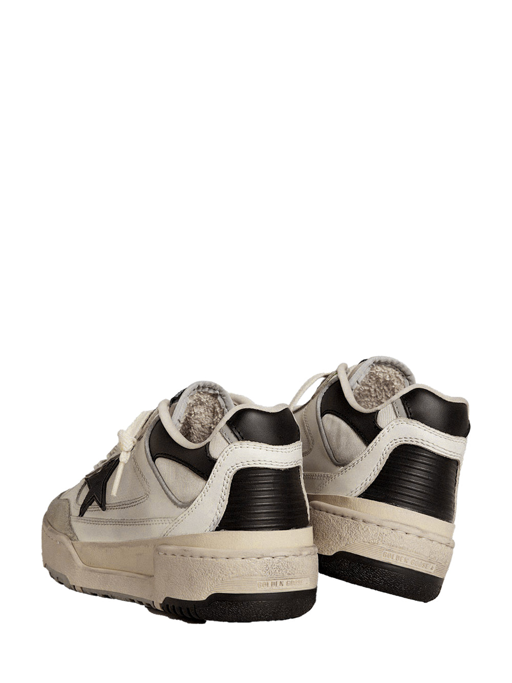 FORTY2 LEATHER SNEAKERS WITH BLACK STAR AND HEEL TAB