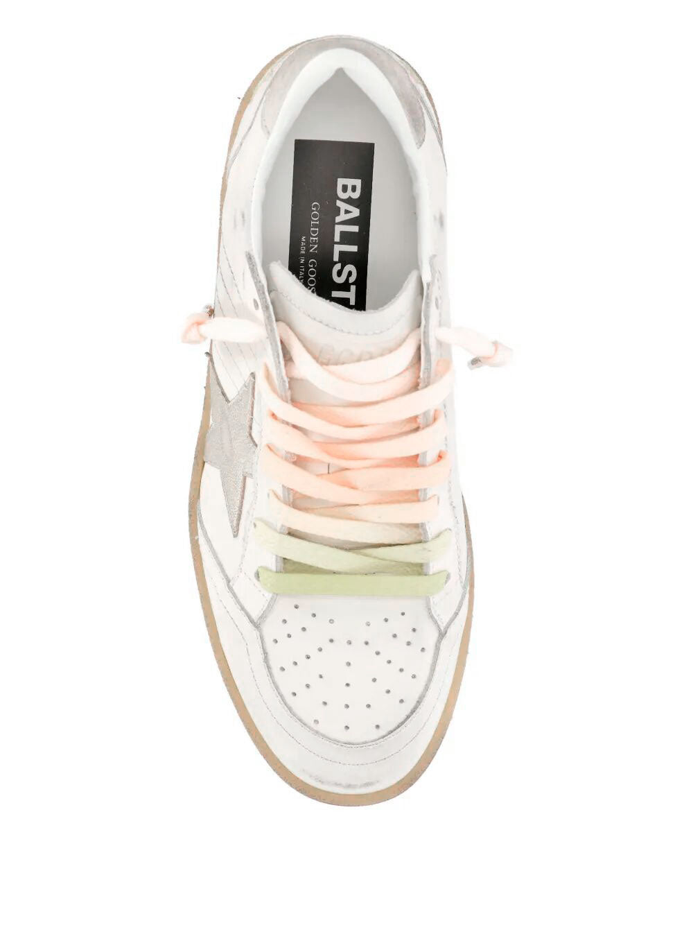BALL STAR SNEAKERS IN LEATHER WITH LAMINATED STAR AND SUEDE HEEL TAB