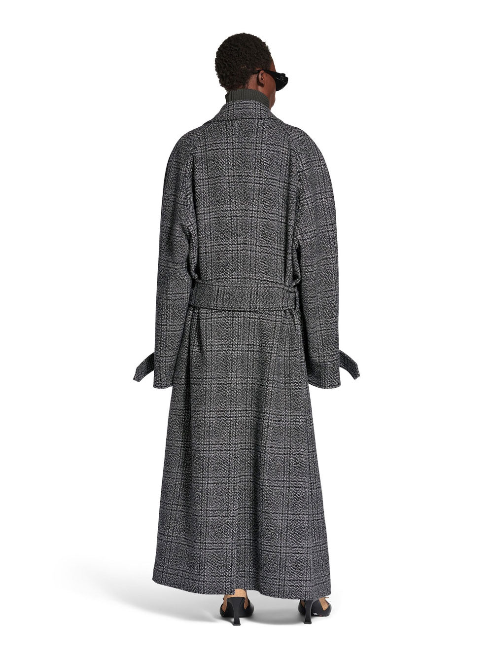 VINTAGE CHECKED WOOL ONE LAYER RAGLAN COAT