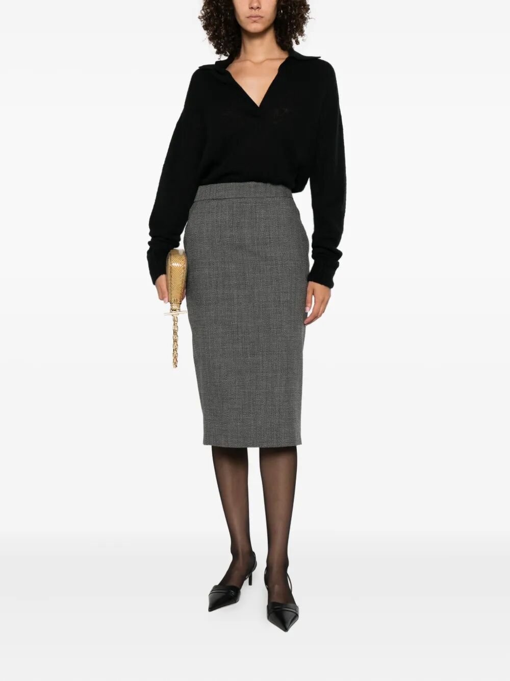 LONG SLEEVE CASHMERE SILK POLO