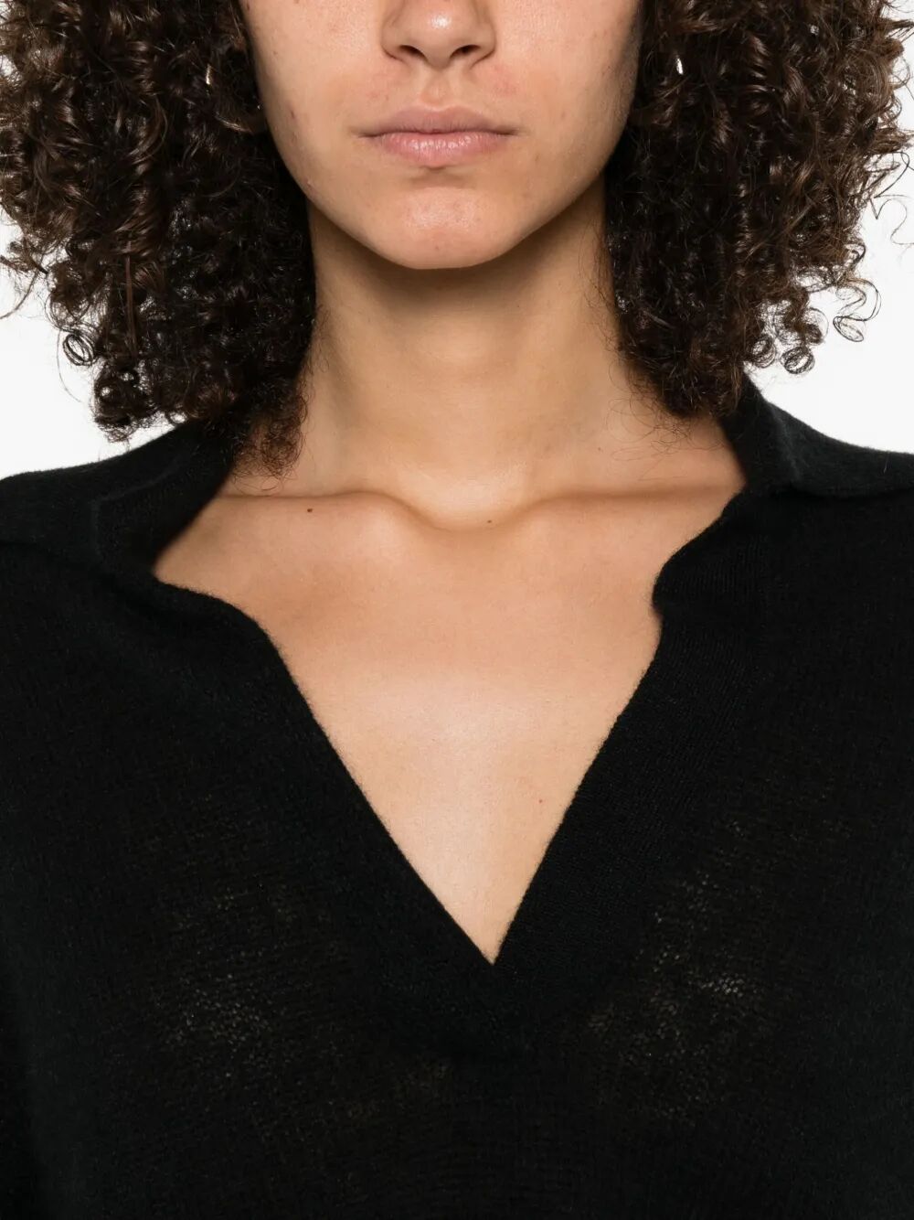 LONG SLEEVE CASHMERE SILK POLO