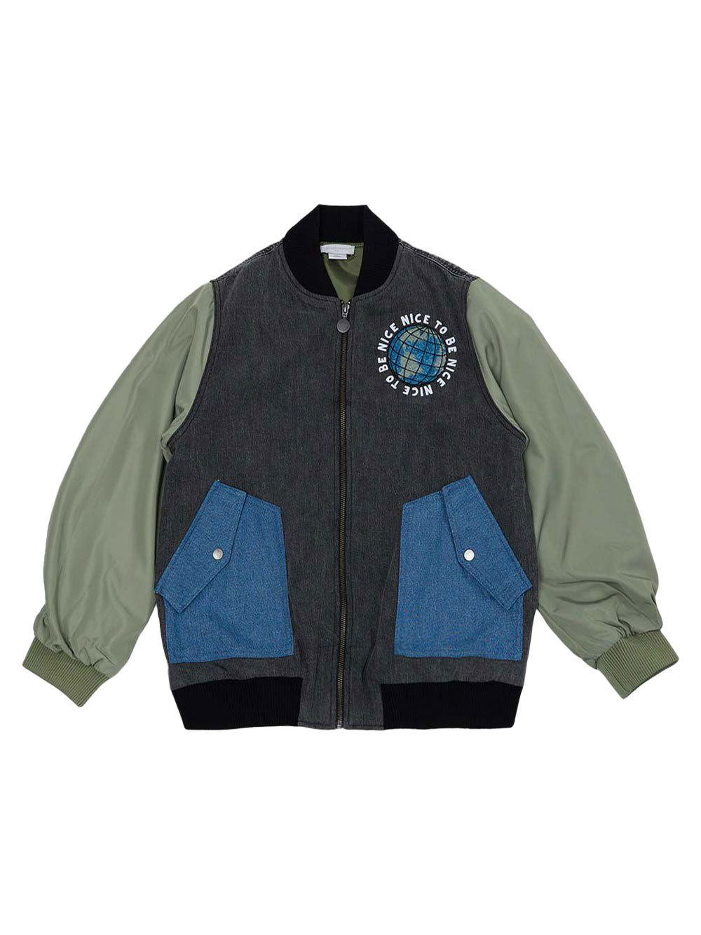 ZIP-UP DENIM BOMBER JACKET