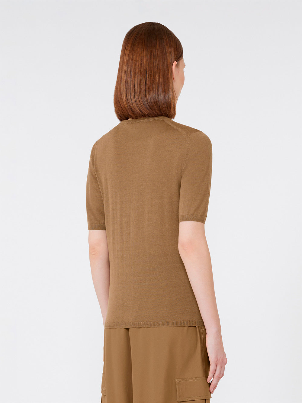 SHORT-SLEEVED BASIC WOOL SWEATER