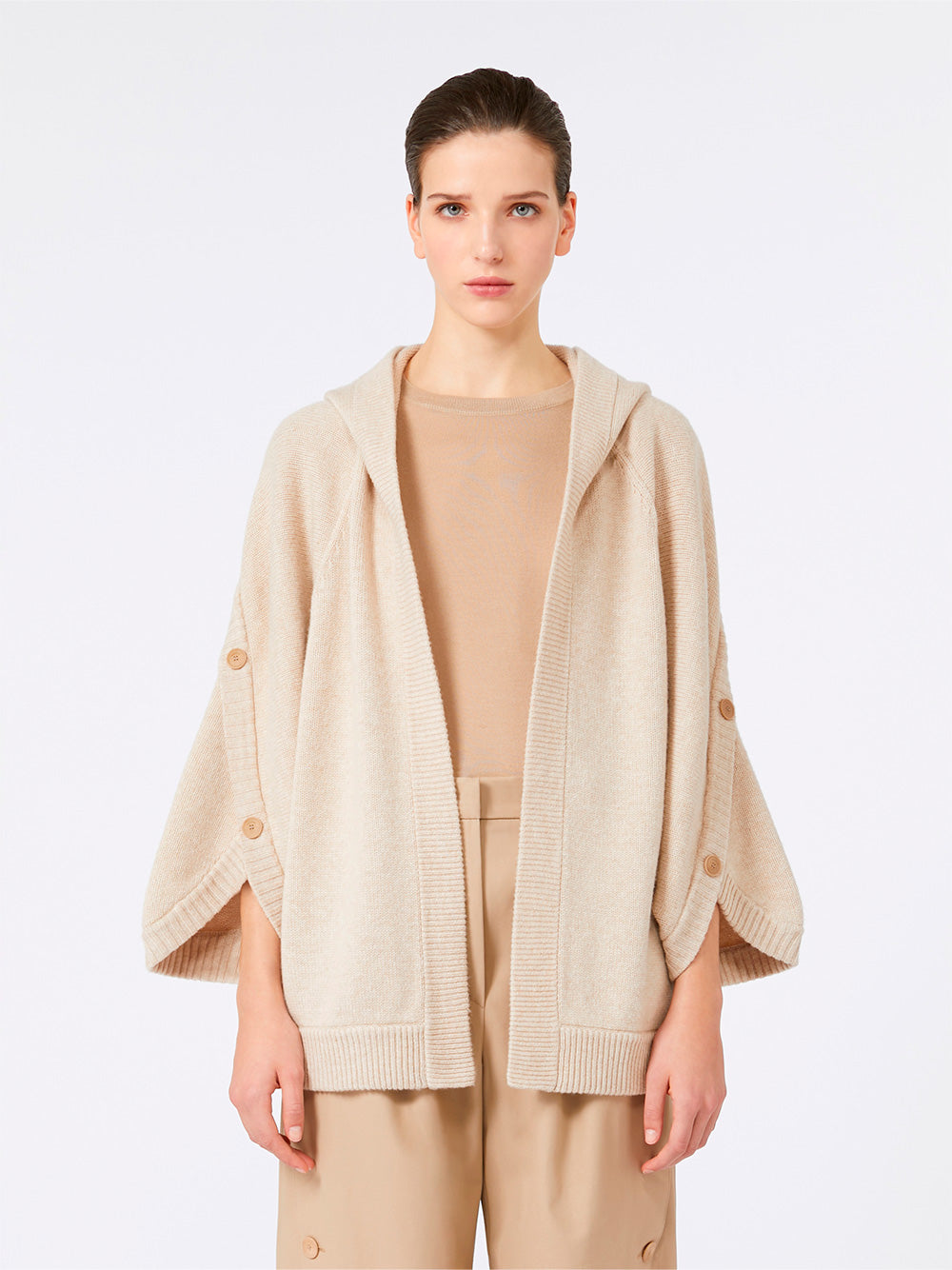 WOOL AND CASHMERE HOODED CARDIGAN