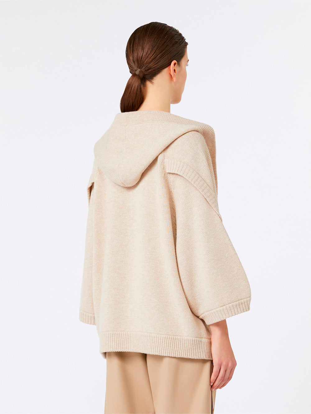 WOOL AND CASHMERE HOODED CARDIGAN