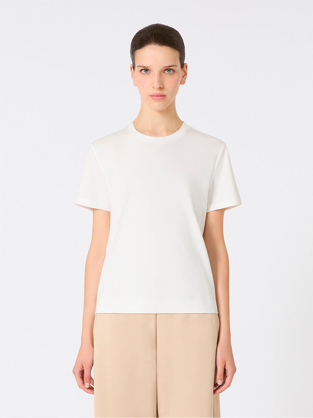 TONE ON TONE EMBROIDERED LOGO COTTON T-SHIRT