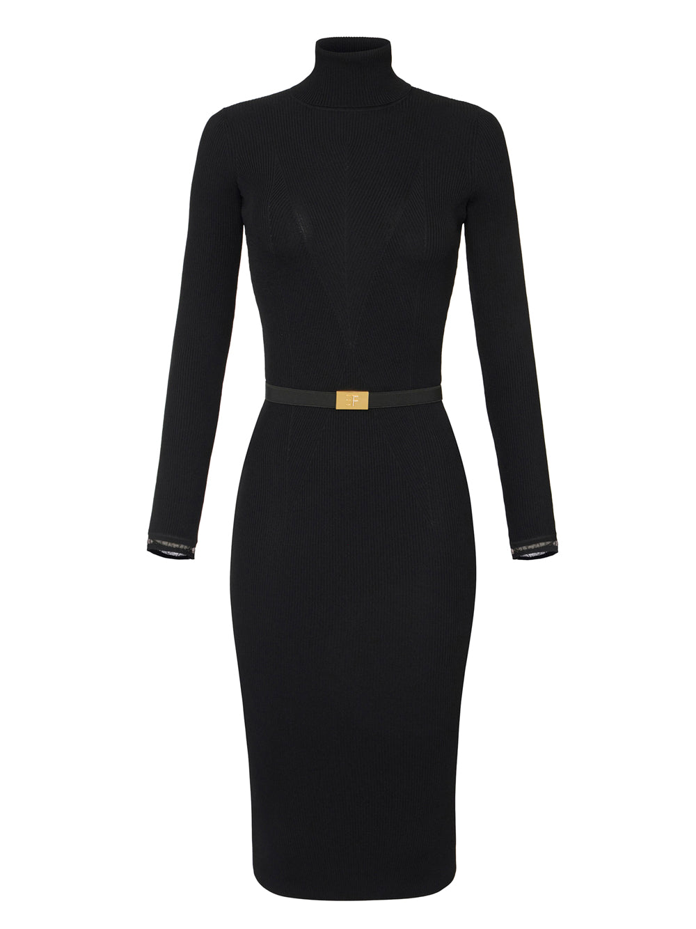RIBBED KNIT DRESS WITH BELT