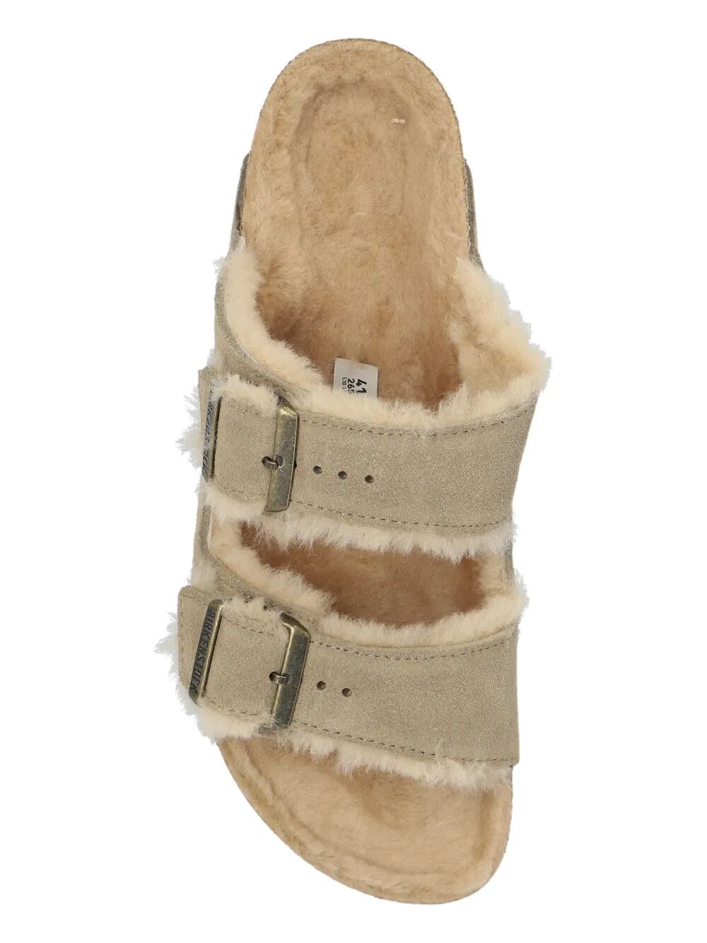 ARIZONA SHEARLING AND SUEDE SANDALS