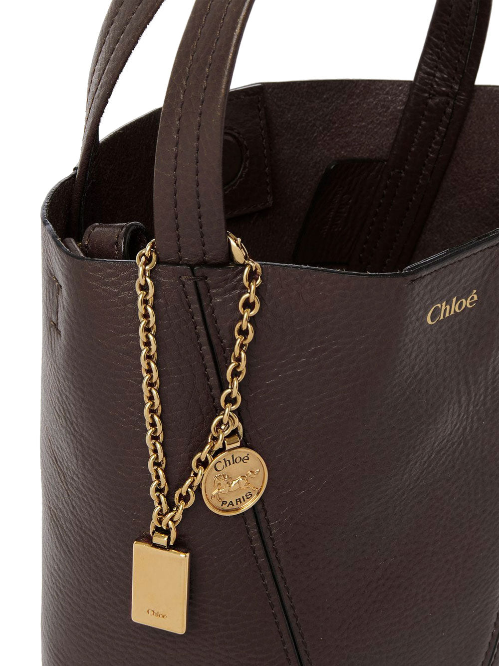SMALL CHLOÉ SPIN TOTE BAG IN GRAINED LEATHER
