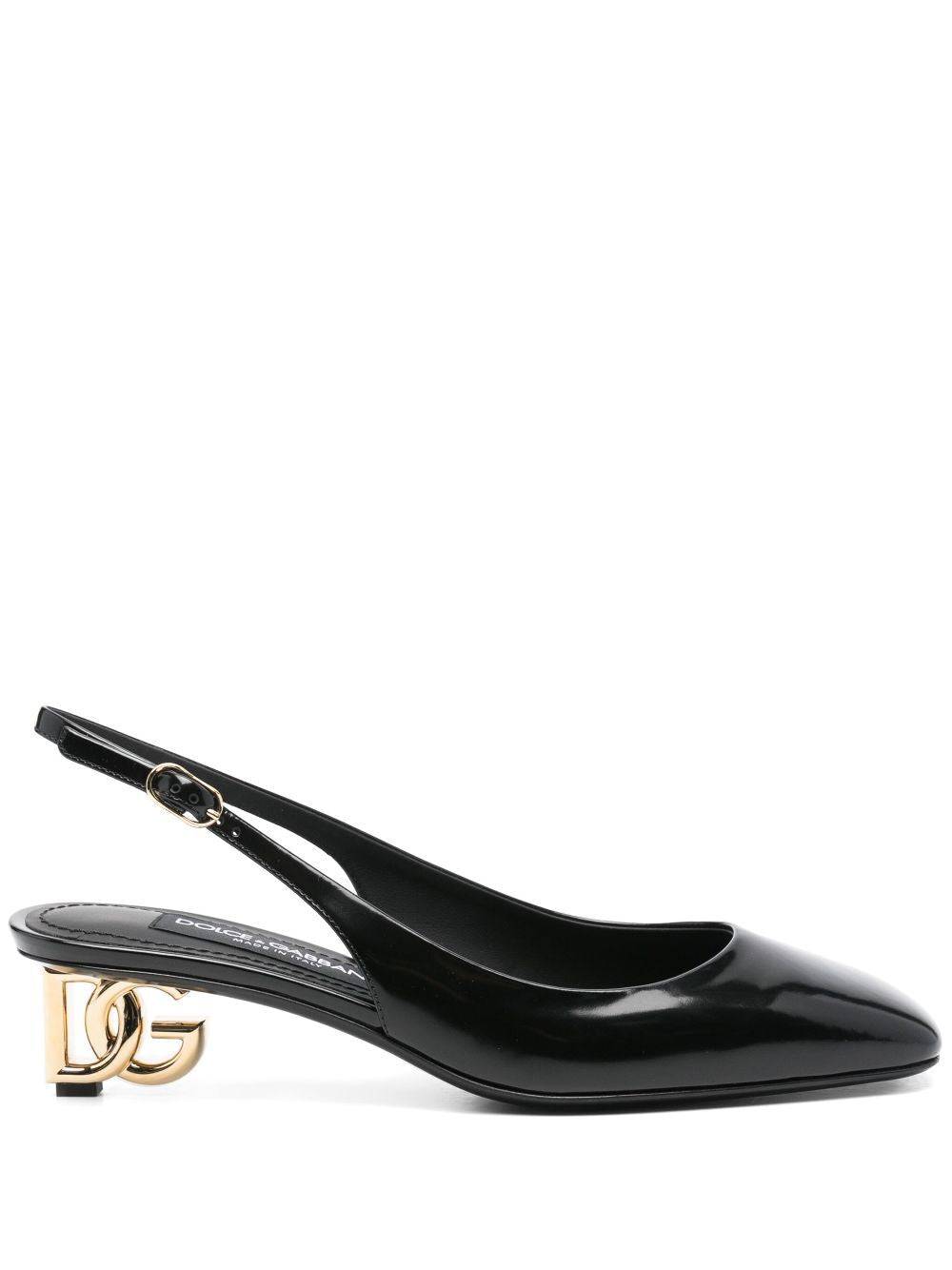 LOGO-HEEL PATENT LEATHER SLINGBACK PUMPS